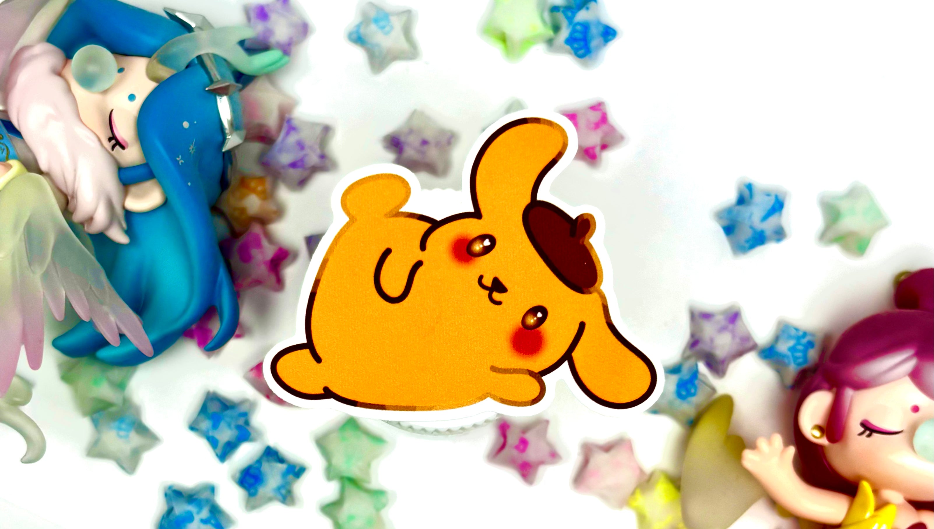 Pom Pom Dog Die Cut Sticker